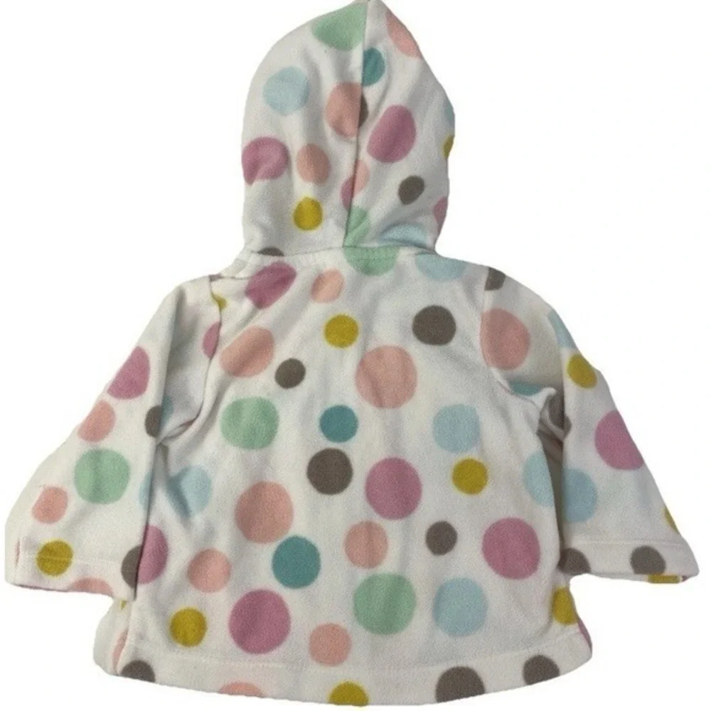 Carter's Fleece Zip Up Hoodies Kids 3M Multicolor Polka Dot Peach White 2 Pack